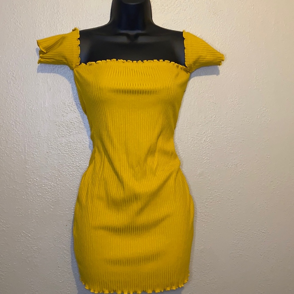 Mustard yellow mini dress